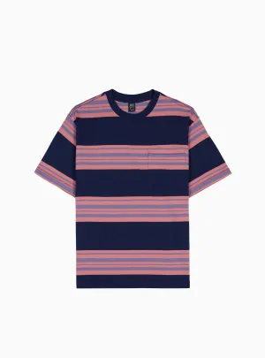 Baker Pocket T-shirt Navy & Pink Stripe