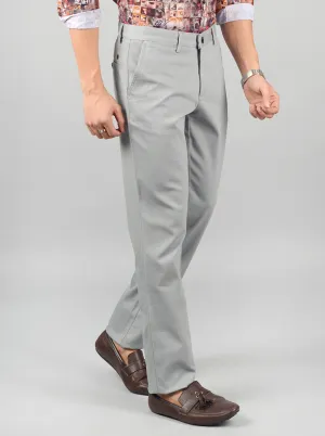 Pewter Grey Solid Slim Fit Casual Trouser | JadeBlue